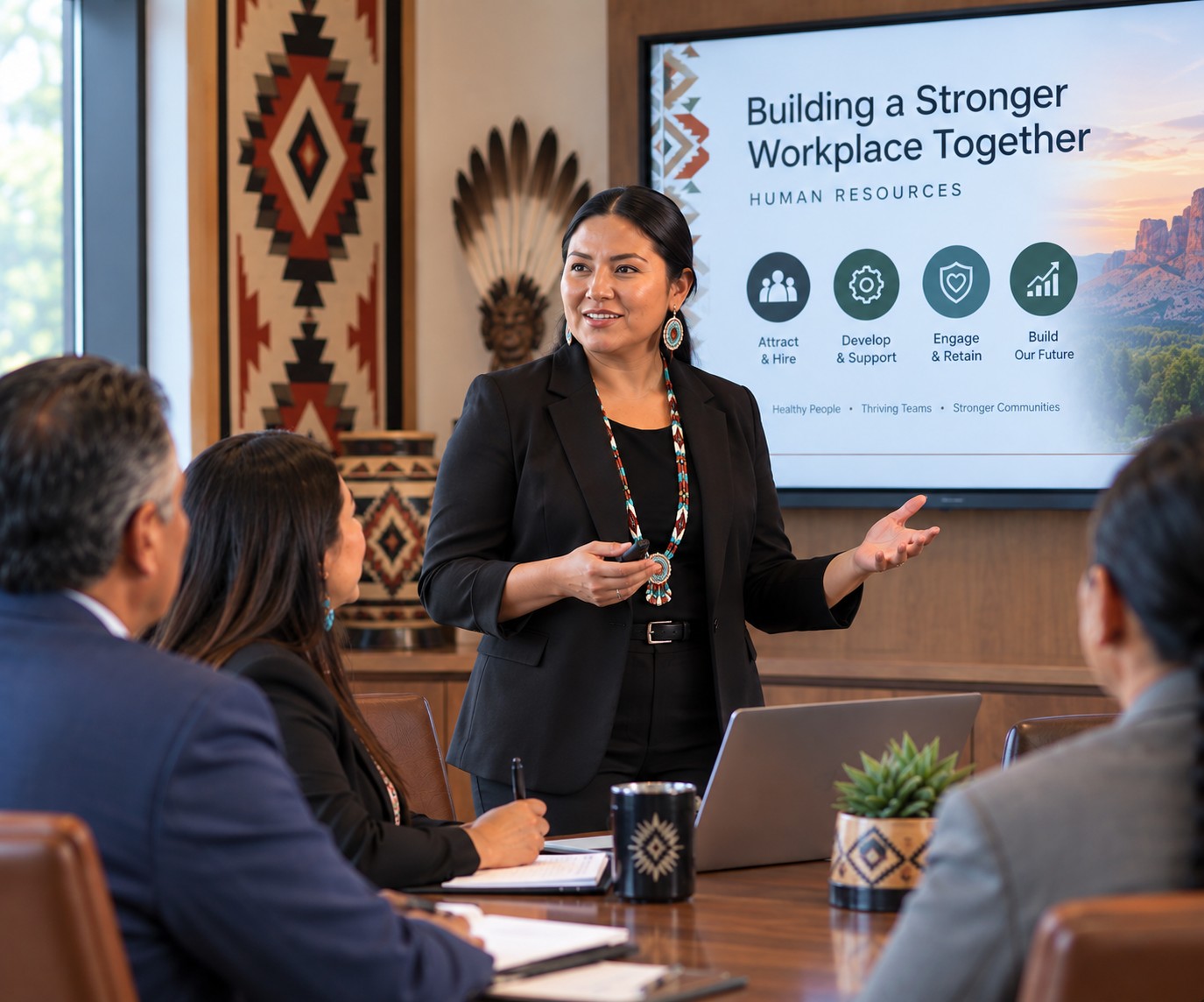 Oklahoma tribal HR professionals collaborating in a meeting